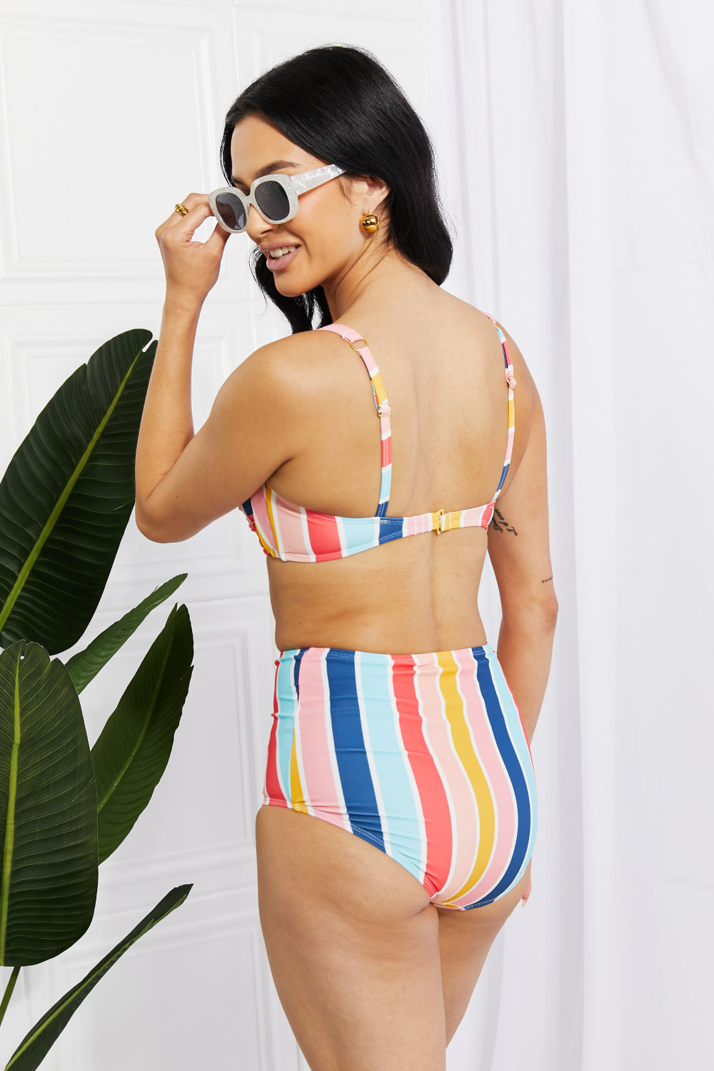 Take A Dip: Twist High-Rise Bikini in Stripe
